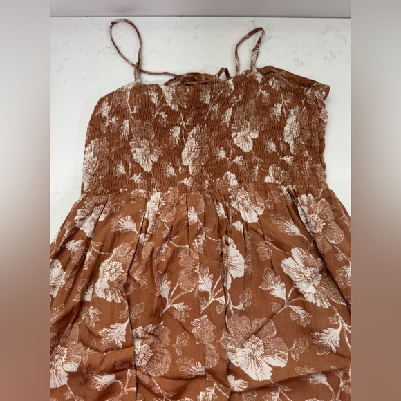 Pink Lily 100% viscose Strapless Floral Dress - Brown and Cream - Picture 10 of 12